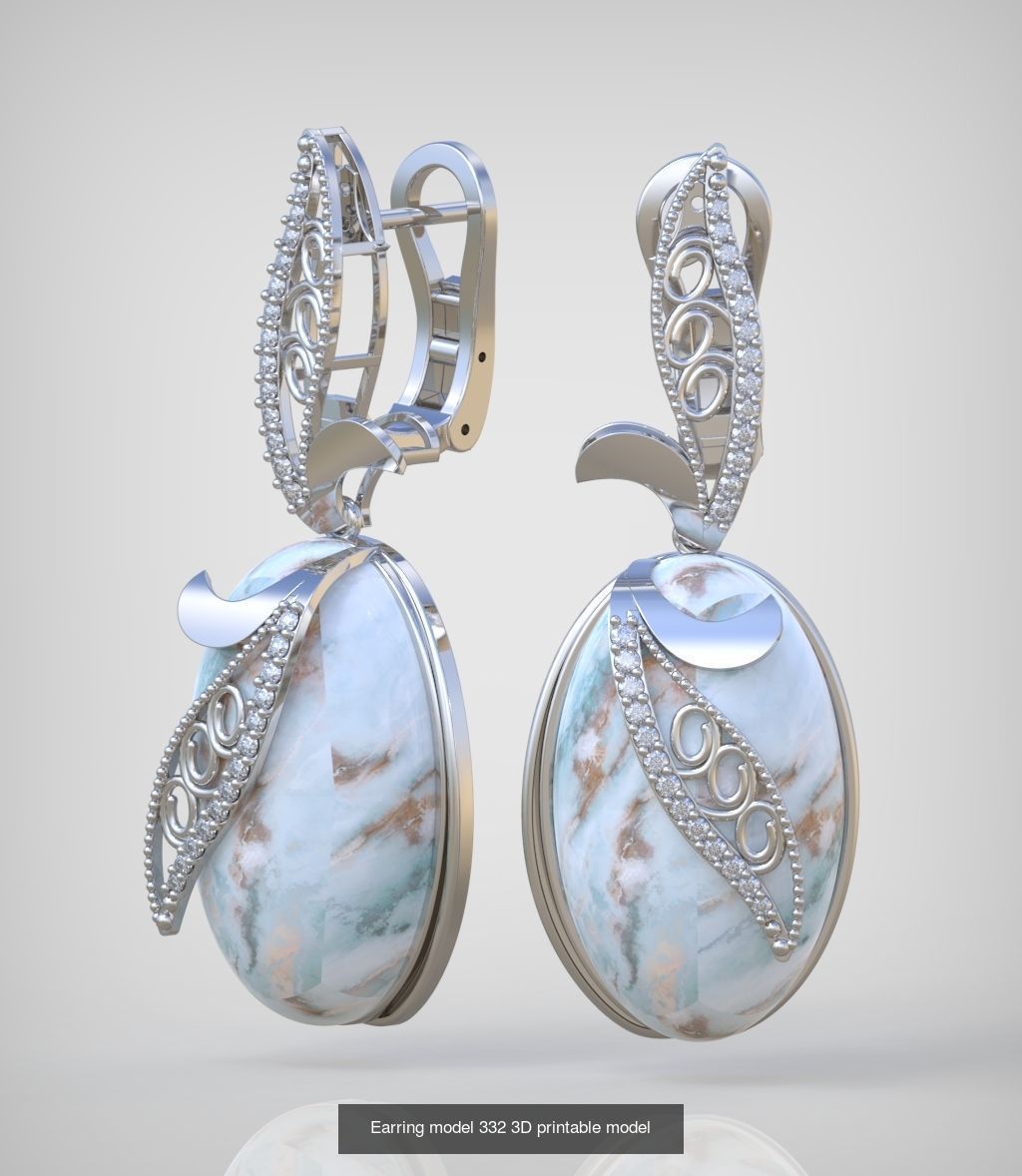 Ring and Earring Set 3D printable model 0076 3D Model Collection_7