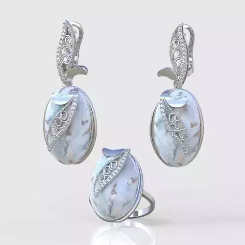 Ring and Earring Set 3D printable model 0076 3D Model Collection Ring and Earring Set 3D printable model 0076 3D Model Collection