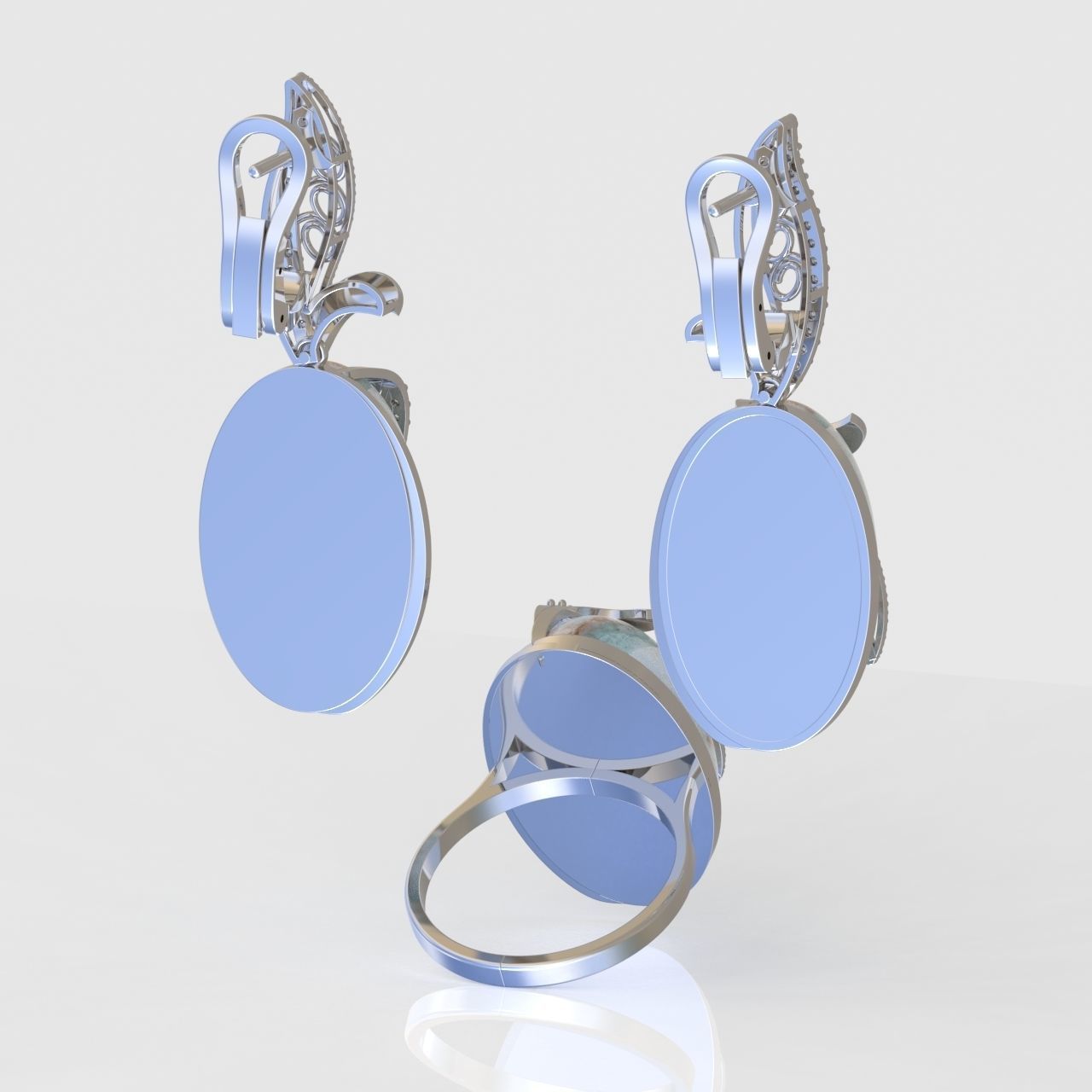 Ring and Earring Set 3D printable model 0076 3D Model Collection_9