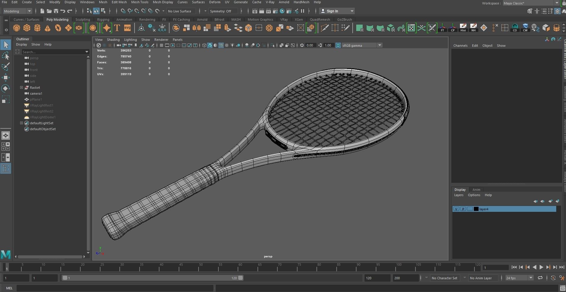 Tennis Racket Low-poly 3D model_15