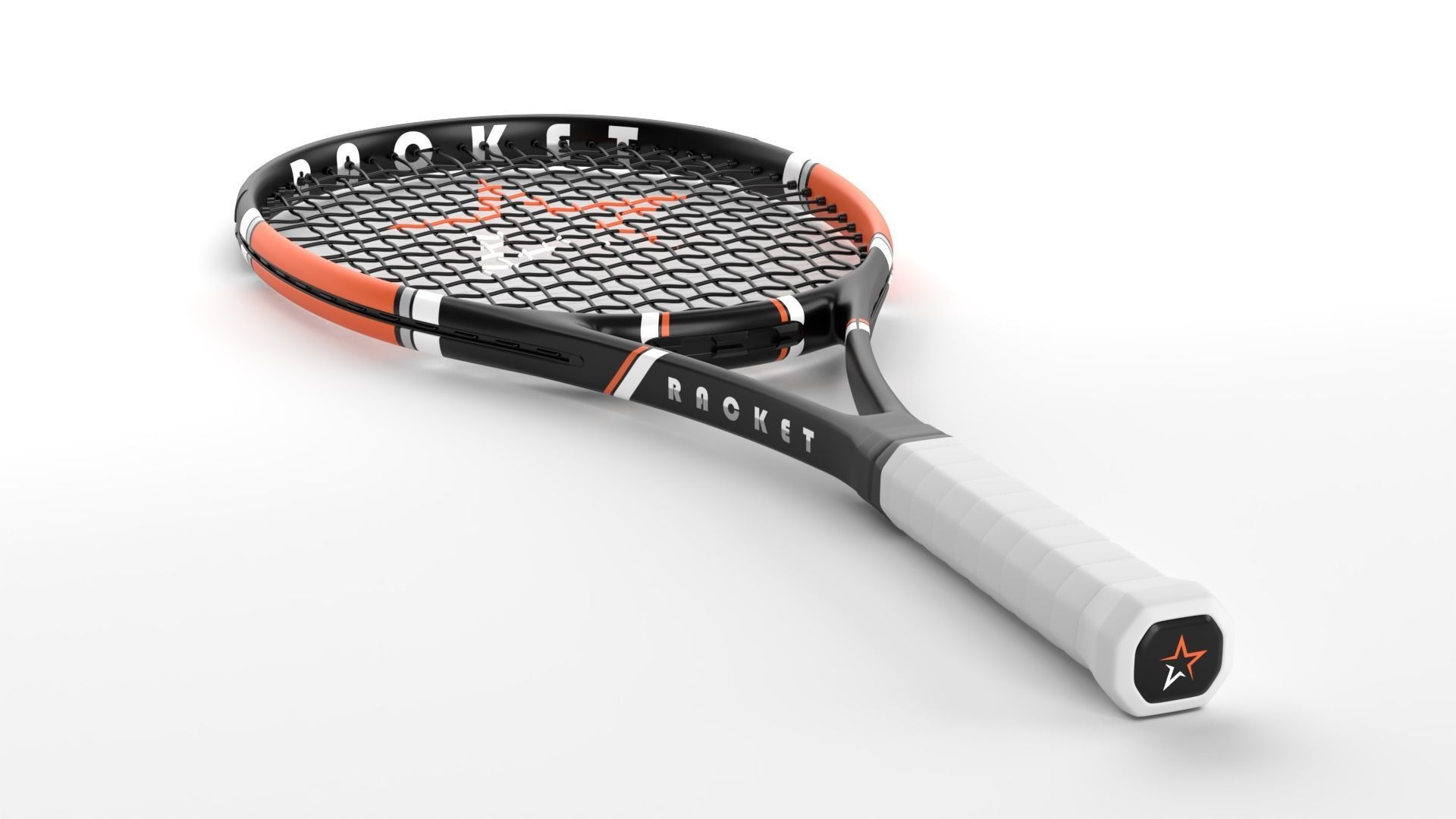 Tennis Racket Low-poly 3D model_5