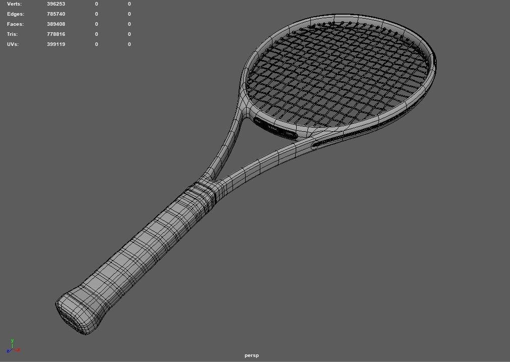 Tennis Racket Low-poly 3D model_17