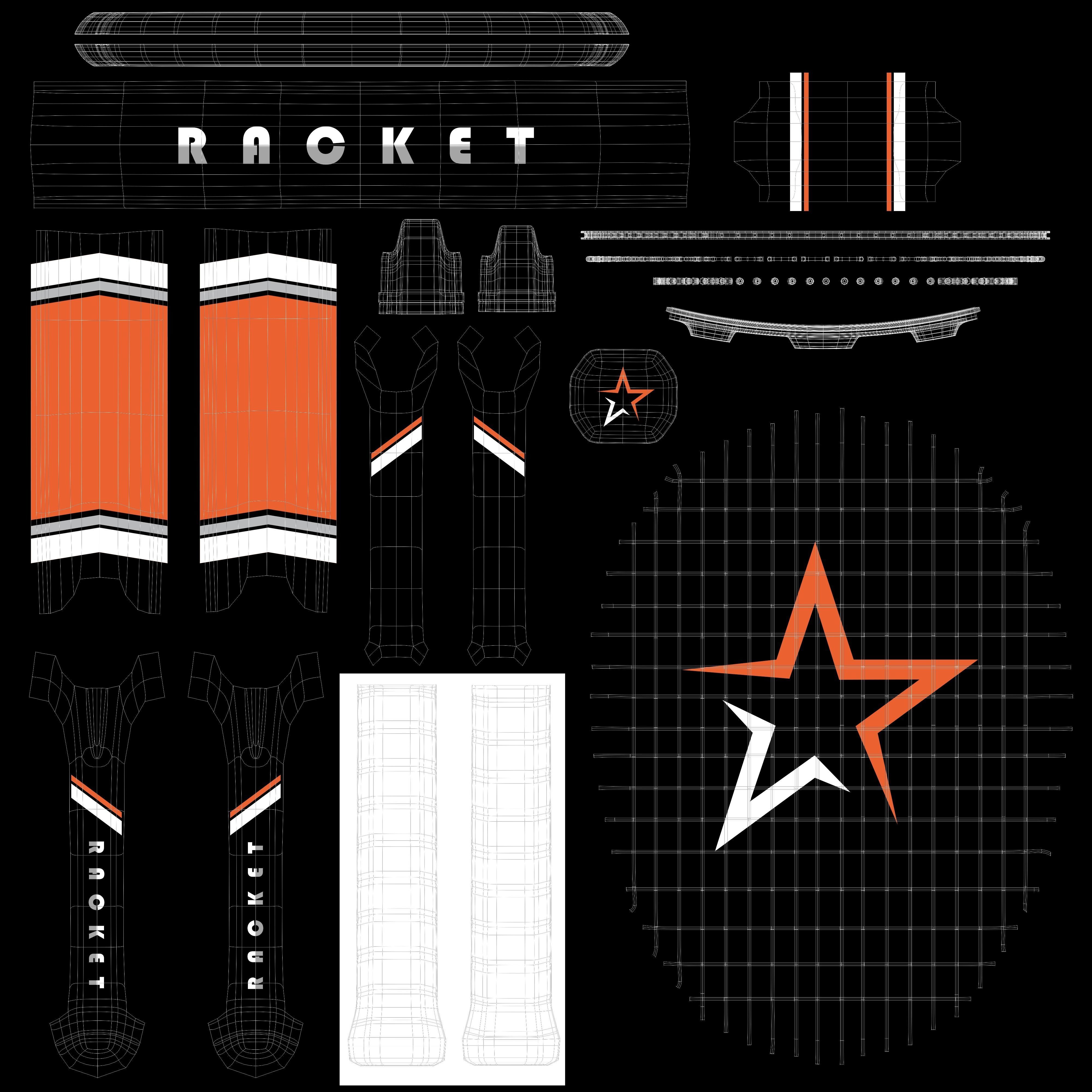 Tennis Racket Low-poly 3D model_11