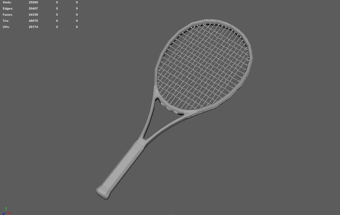 Tennis Racket Low-poly 3D model_13