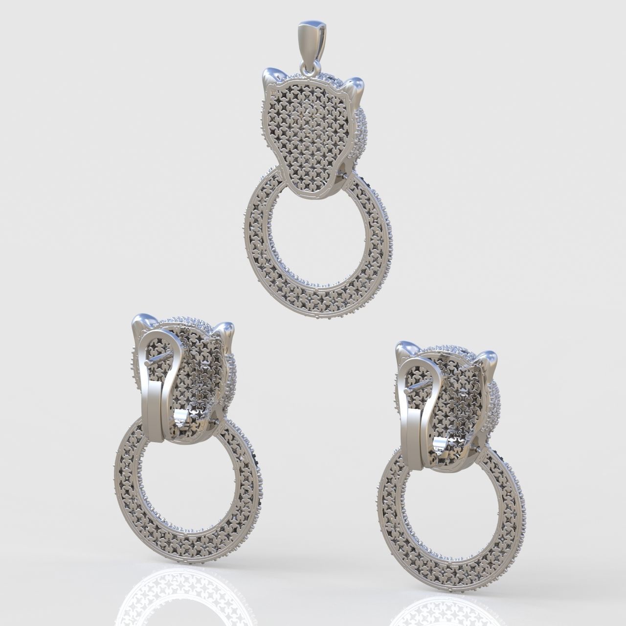 Earring and Pendant Set 3D printable model 0077 3D Model Collection_12