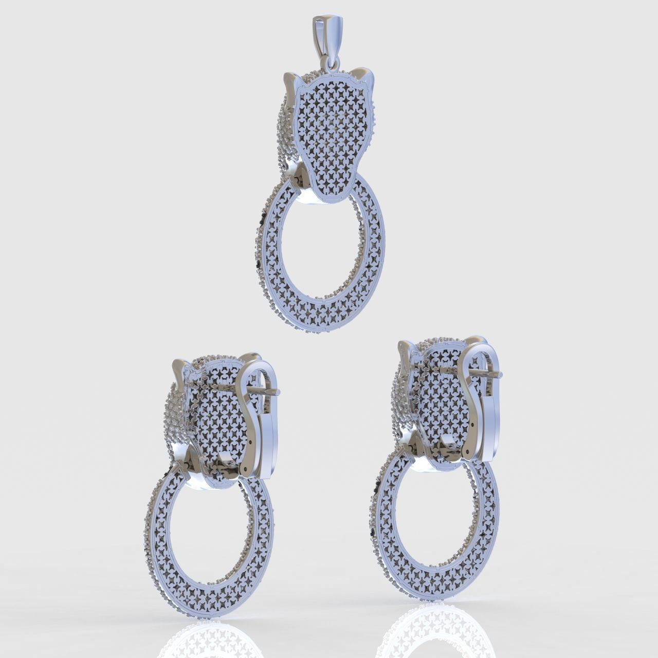 Earring and Pendant Set 3D printable model 0077 3D Model Collection_14