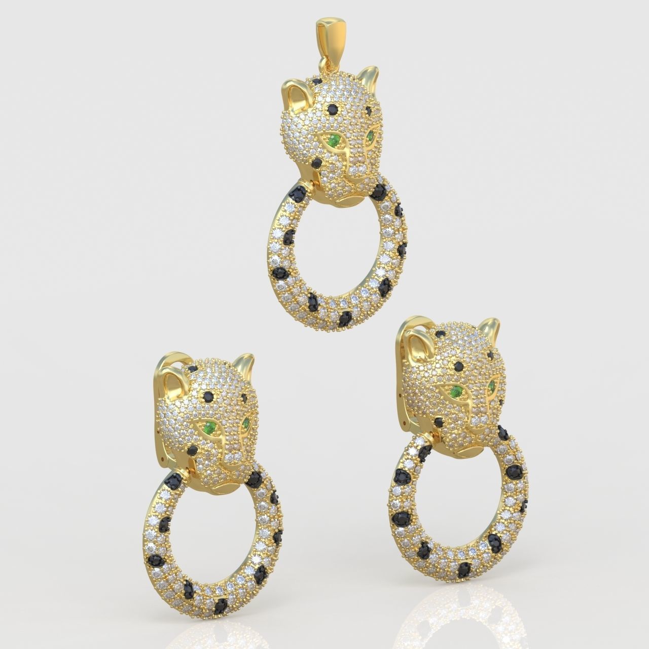 Earring and Pendant Set 3D printable model 0077 3D Model Collection_6