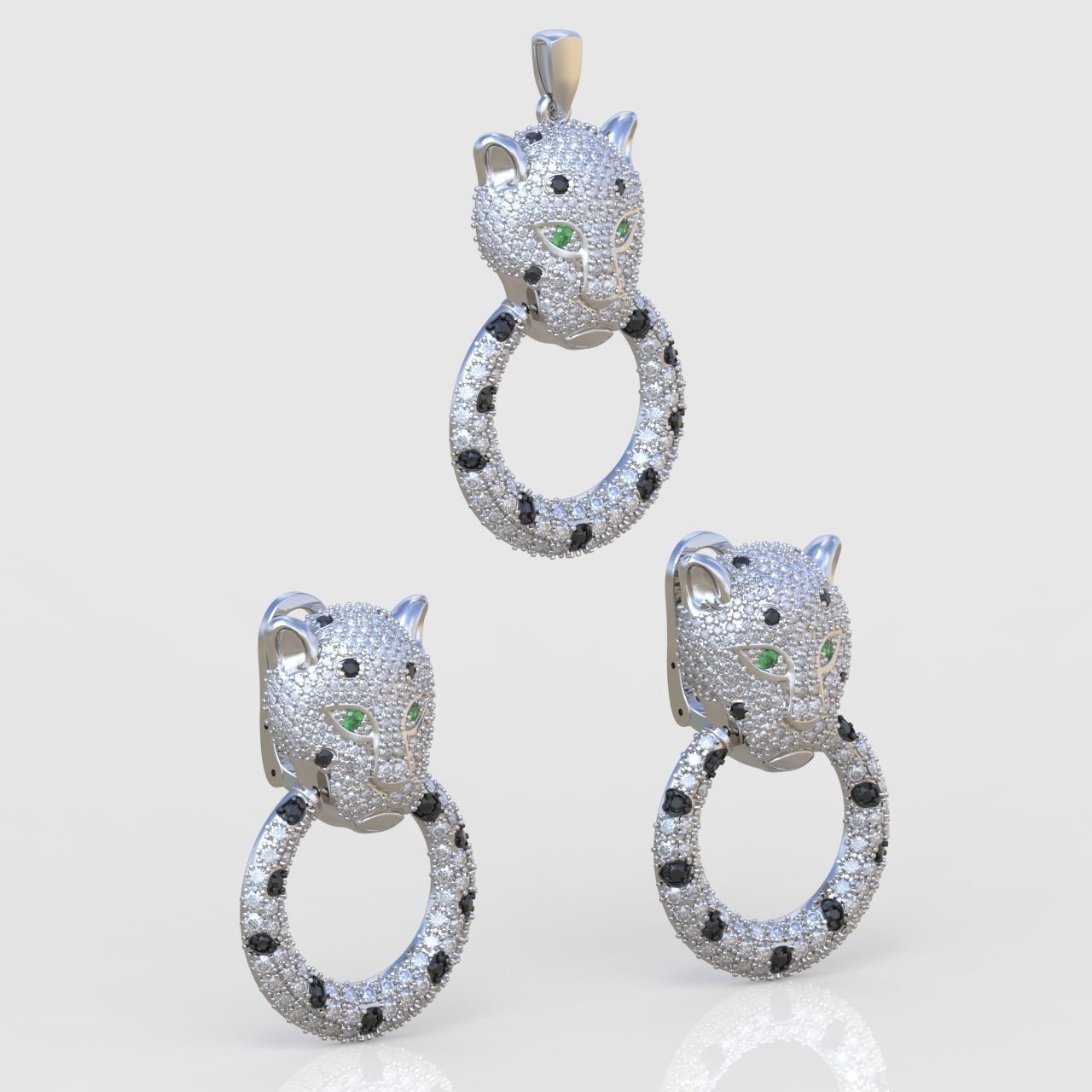 Earring and Pendant Set 3D printable model 0077 3D Model Collection_5