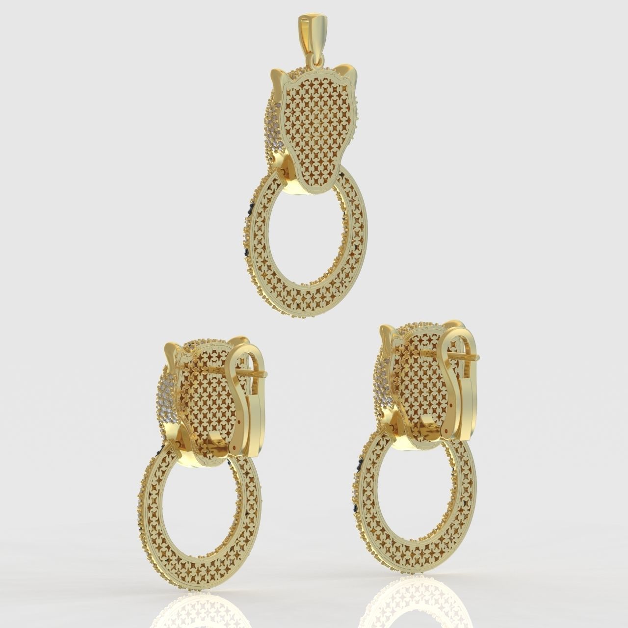 Earring and Pendant Set 3D printable model 0077 3D Model Collection_13