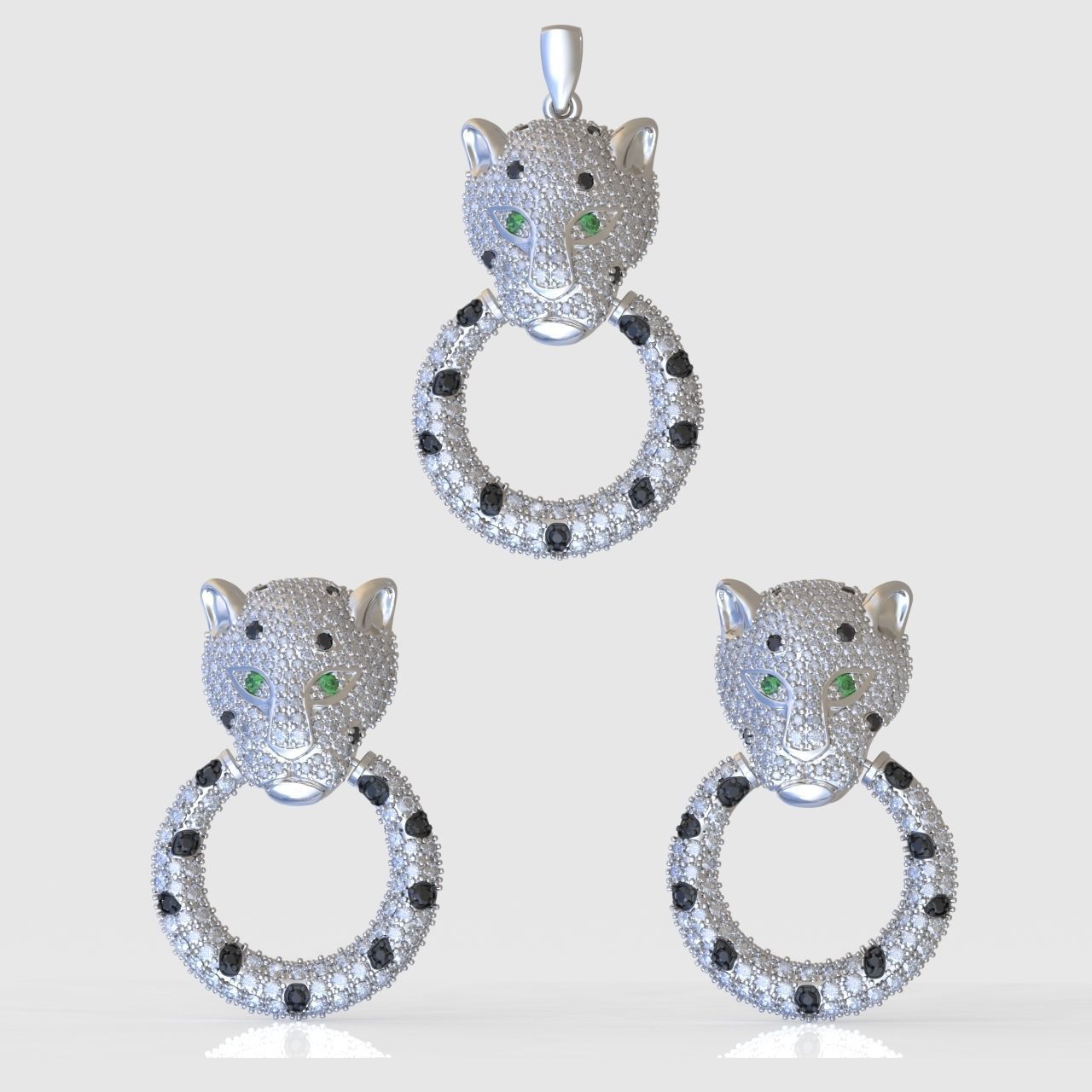 Earring and Pendant Set 3D printable model 0077 3D Model Collection_3