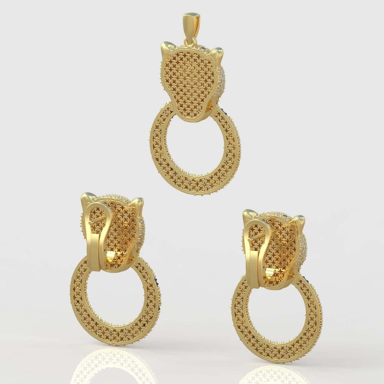 Earring and Pendant Set 3D printable model 0077 3D Model Collection_11