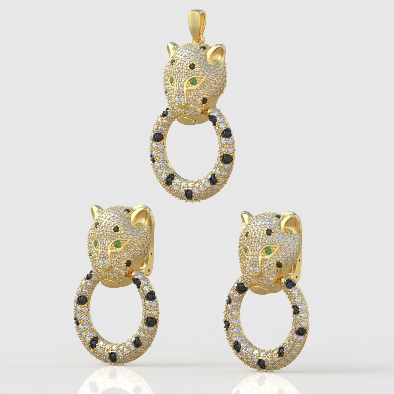 Earring and Pendant Set 3D printable model 0077 3D Model Collection_2