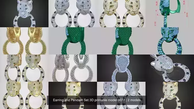 Earring and Pendant Set 3D printable model 0077