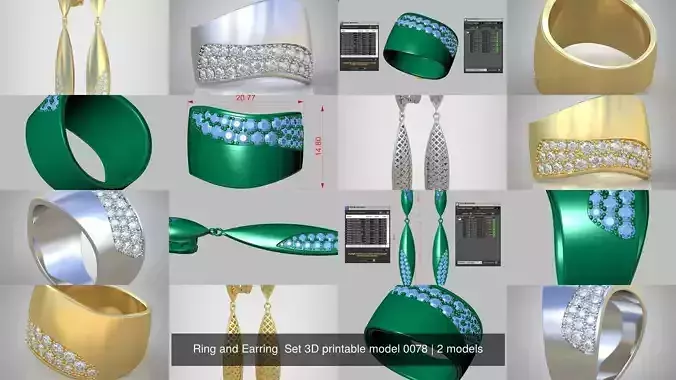 Ring and Earring  Set 3D printable model 0078