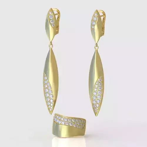 Ring and Earring  Set 3D printable model 0078 3D Model Collection