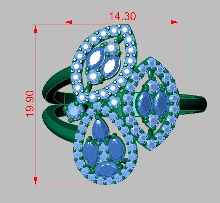 Diamond ring 0573 3D printable model 12 3D print model_18