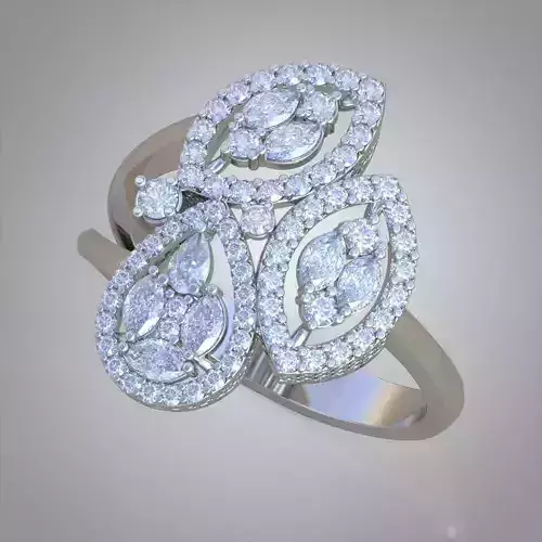 Diamond ring 0573 3D printable model 12