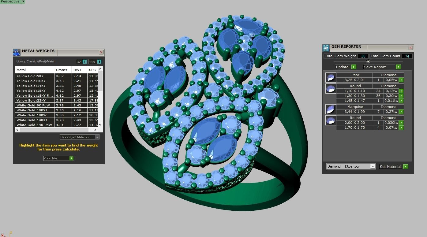 Diamond ring 0573 3D printable model 12 3D print model_14