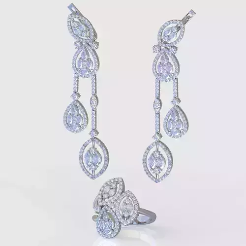 Ring and  Earring  Set 3D printable model 0079