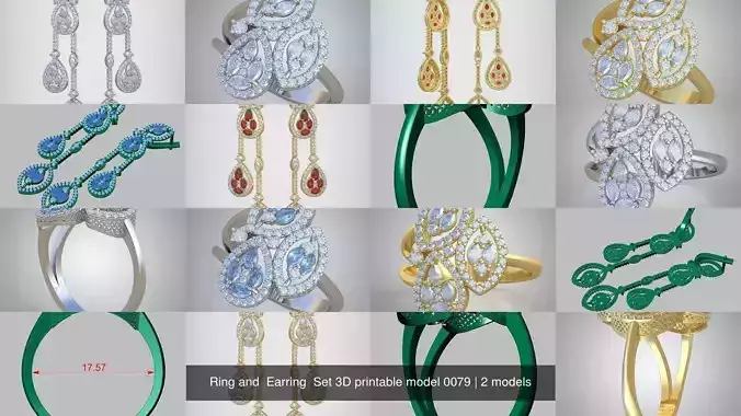 Ring and  Earring  Set 3D printable model 0079