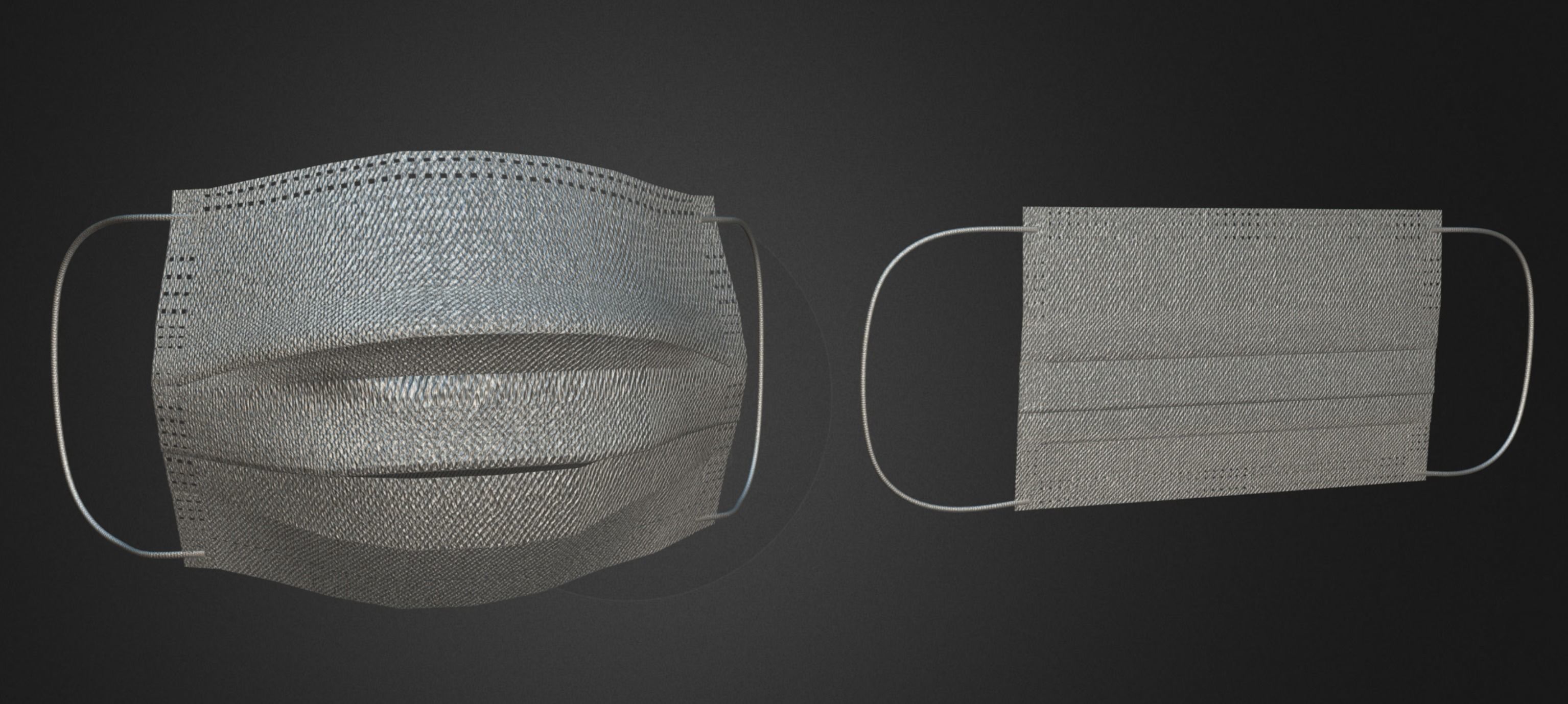Disposable Medical Mask Low-poly 3D model_7