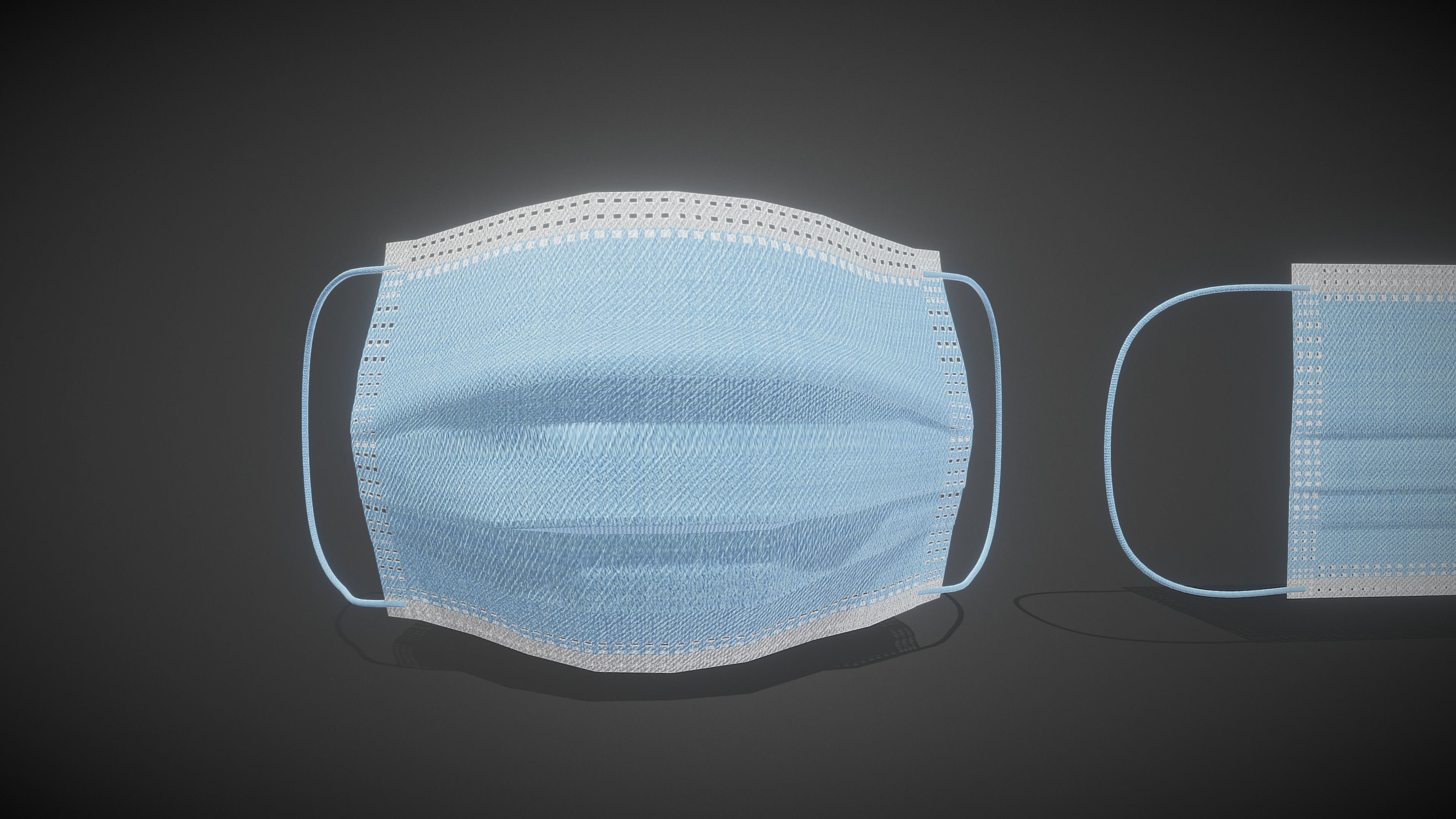 Disposable Medical Mask Low-poly 3D model_2
