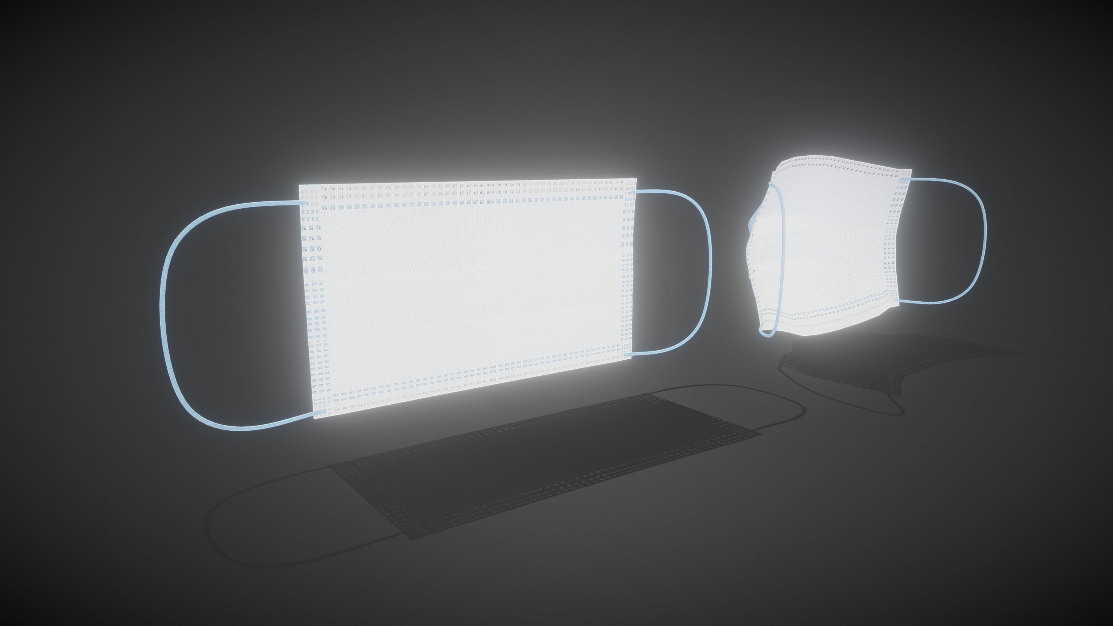 Disposable Medical Mask Low-poly 3D model_4