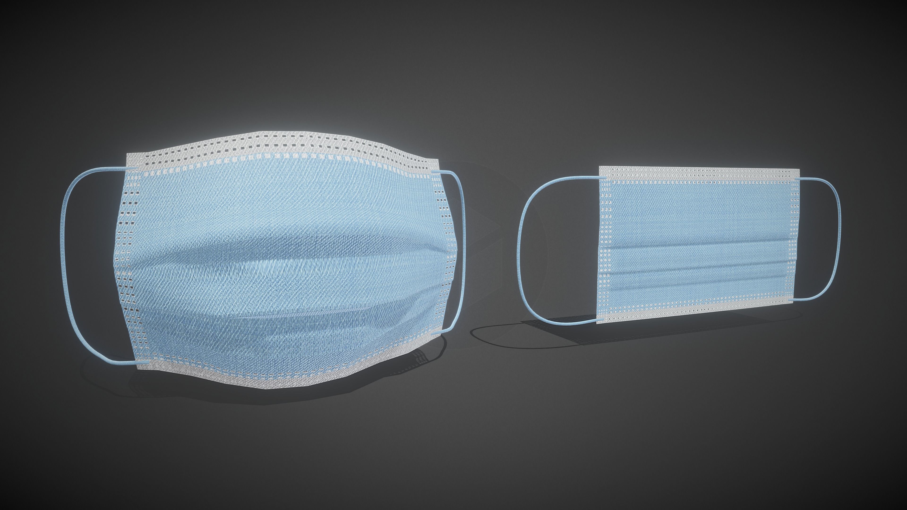 Disposable Medical Mask Low-poly 3D model_5