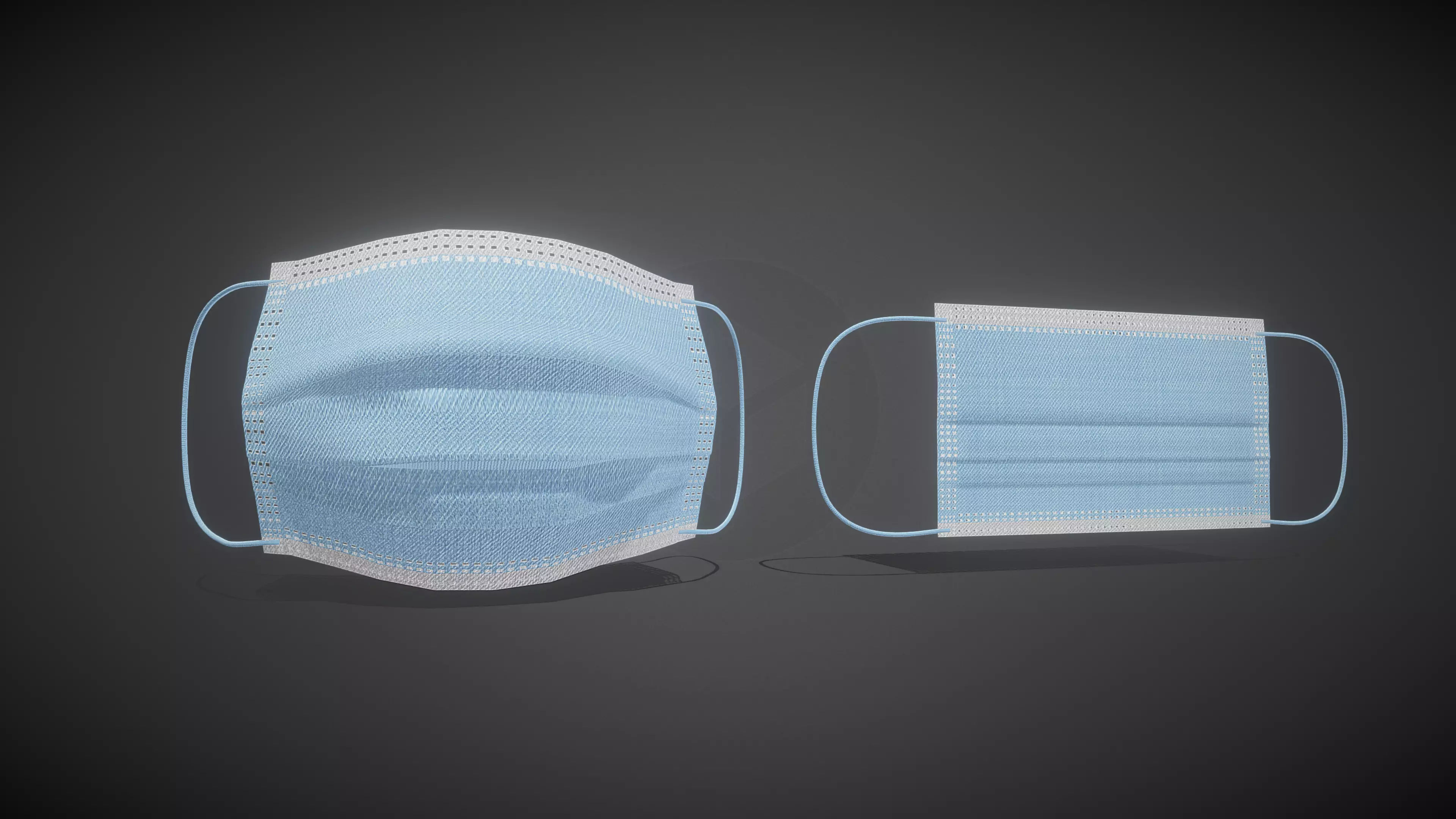 Disposable Medical Mask Low-poly 3D model_0