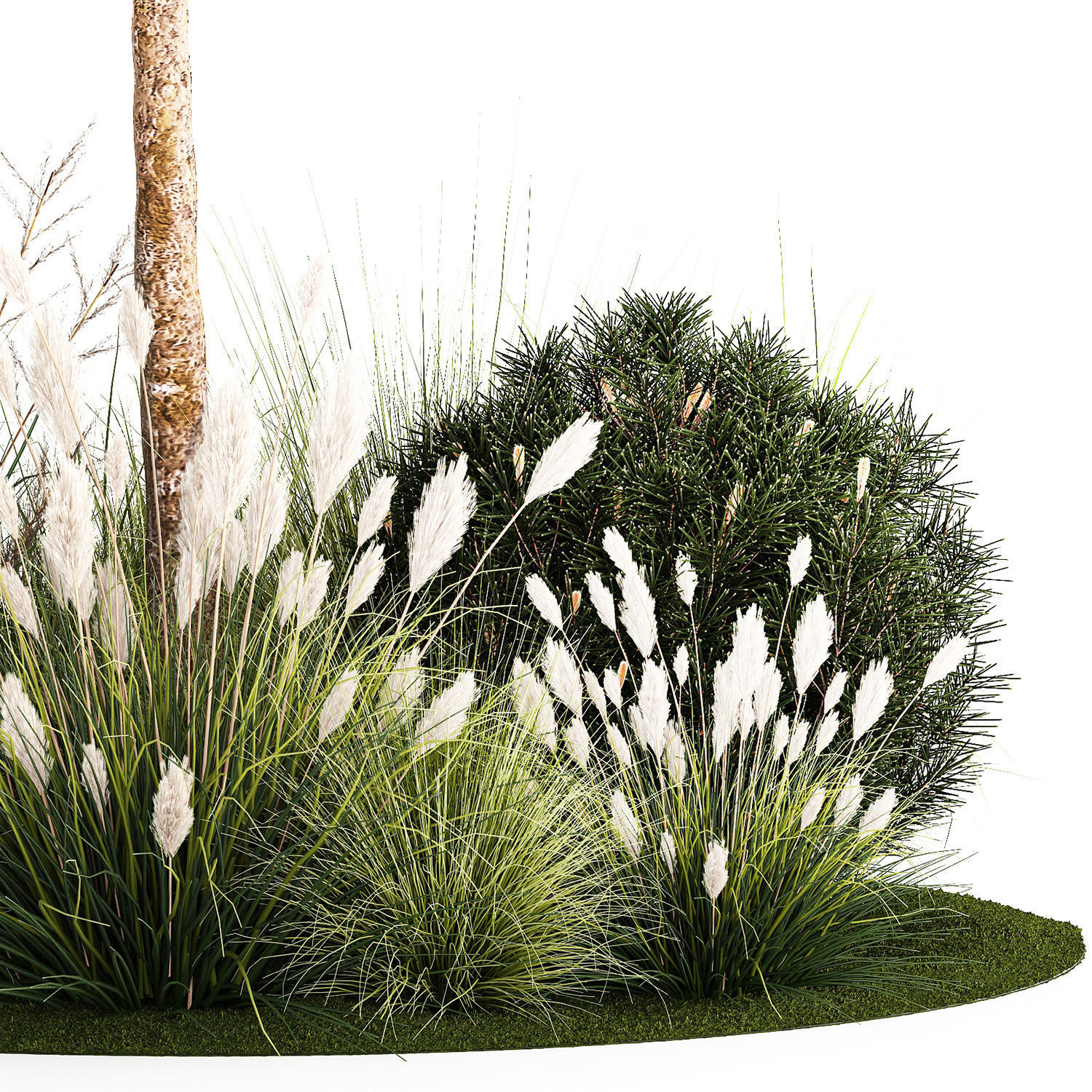 Beautiful garden made of topiary tree bushes grass 1342 3D model_11