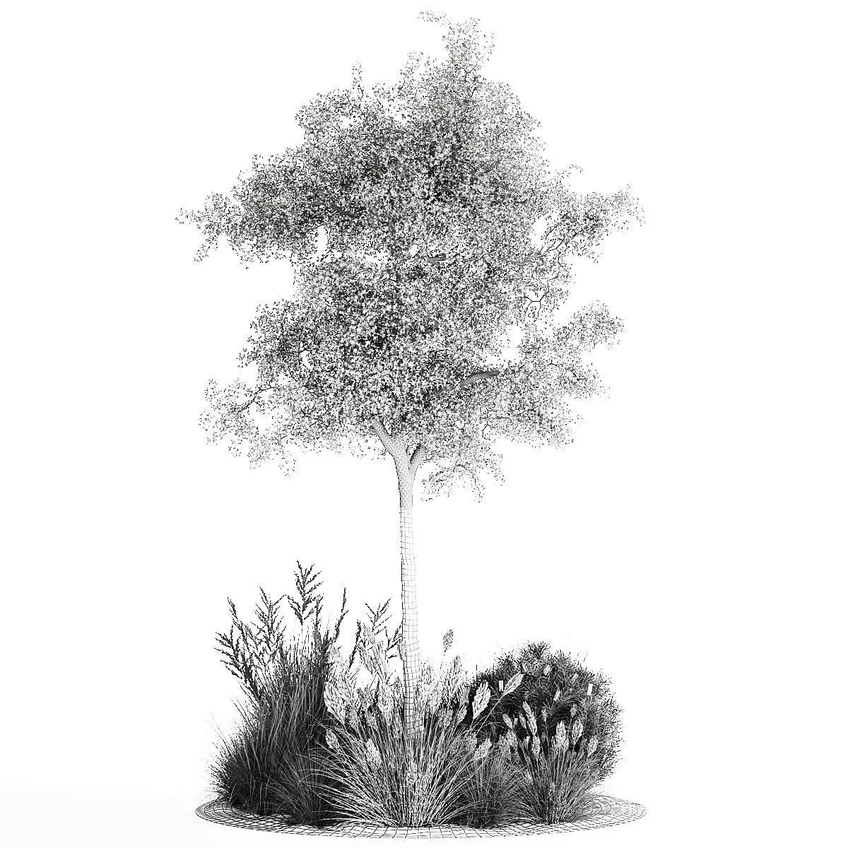 Beautiful garden made of topiary tree bushes grass 1342 3D model_14