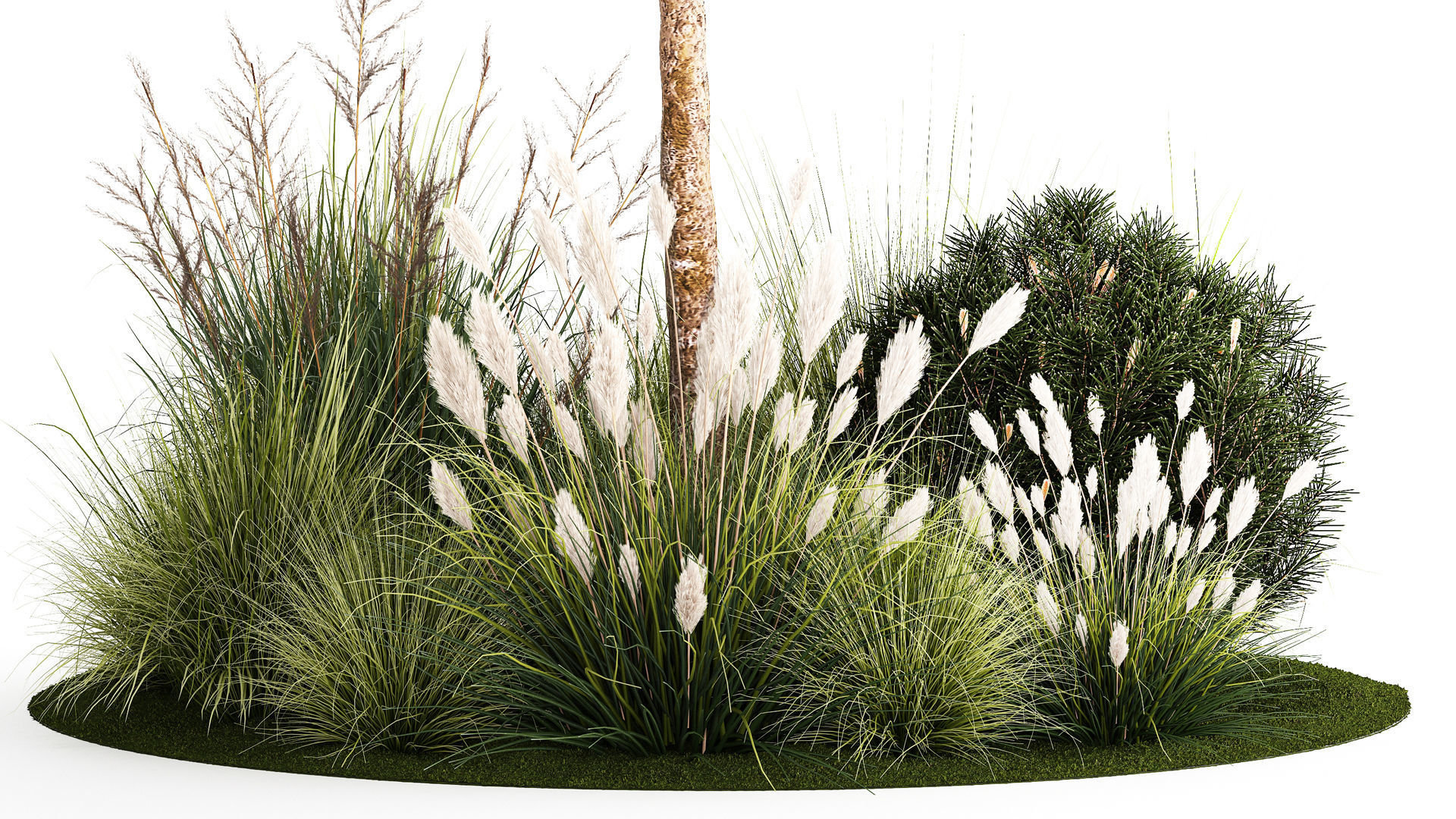 Beautiful garden made of topiary tree bushes grass 1342 3D model_4