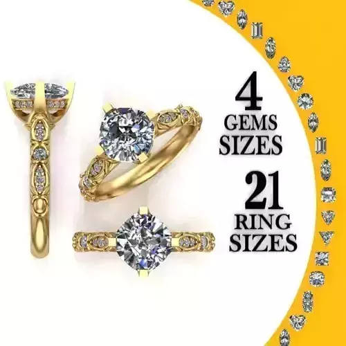 Engagement Ring with flowers from gems