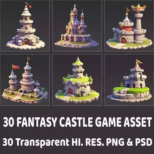30 Fantasy Castle Game Asset