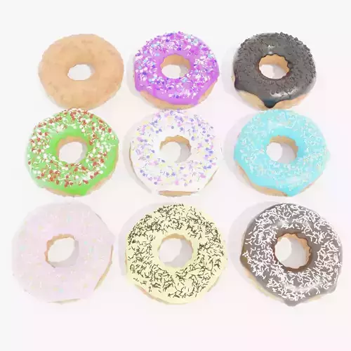 9 Donuts Set 3D model