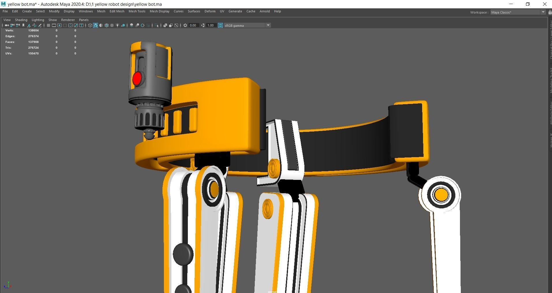 Yellow Robot Sci-fi 3D model_103