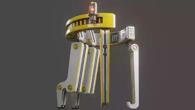 Yellow Robot Sci-fi 3D model
