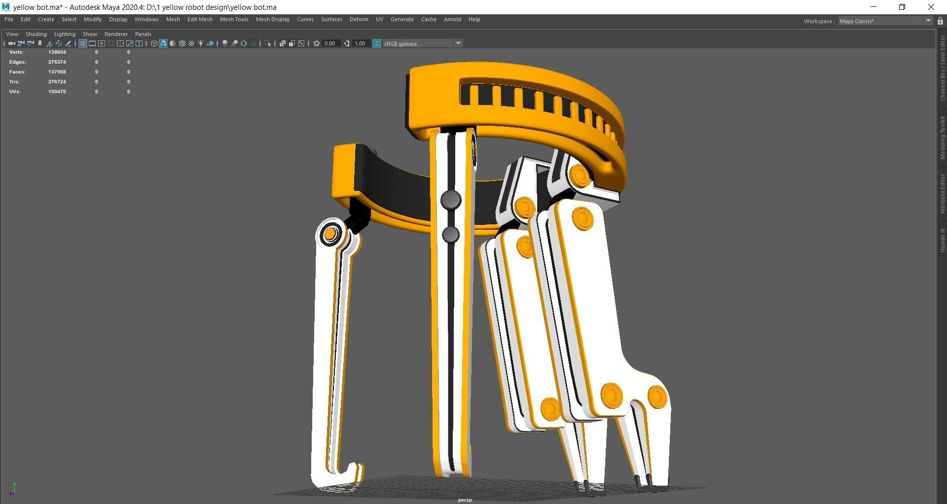 Yellow Robot Sci-fi 3D model_100