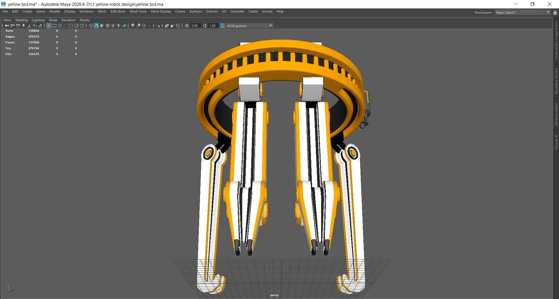 Yellow Robot Sci-fi 3D model_101