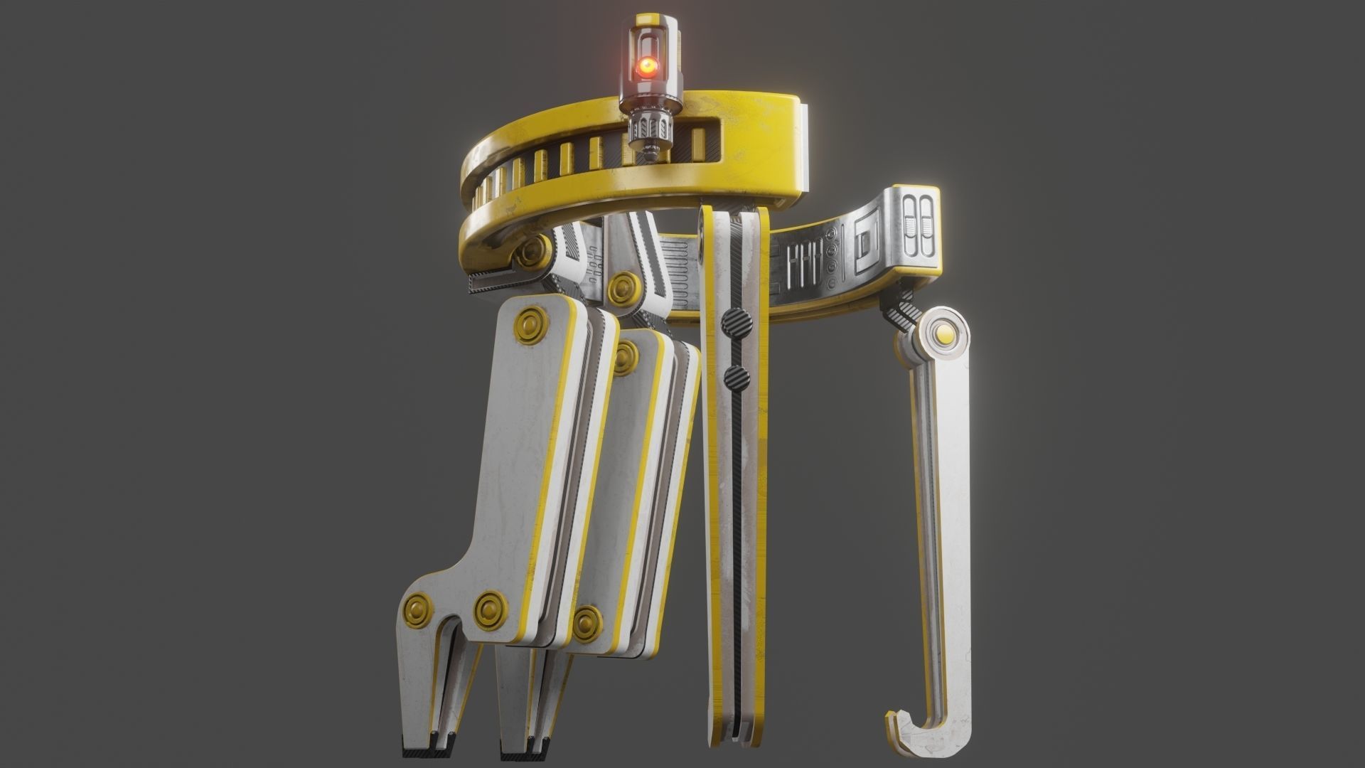 Yellow Robot Sci-fi 3D model_3