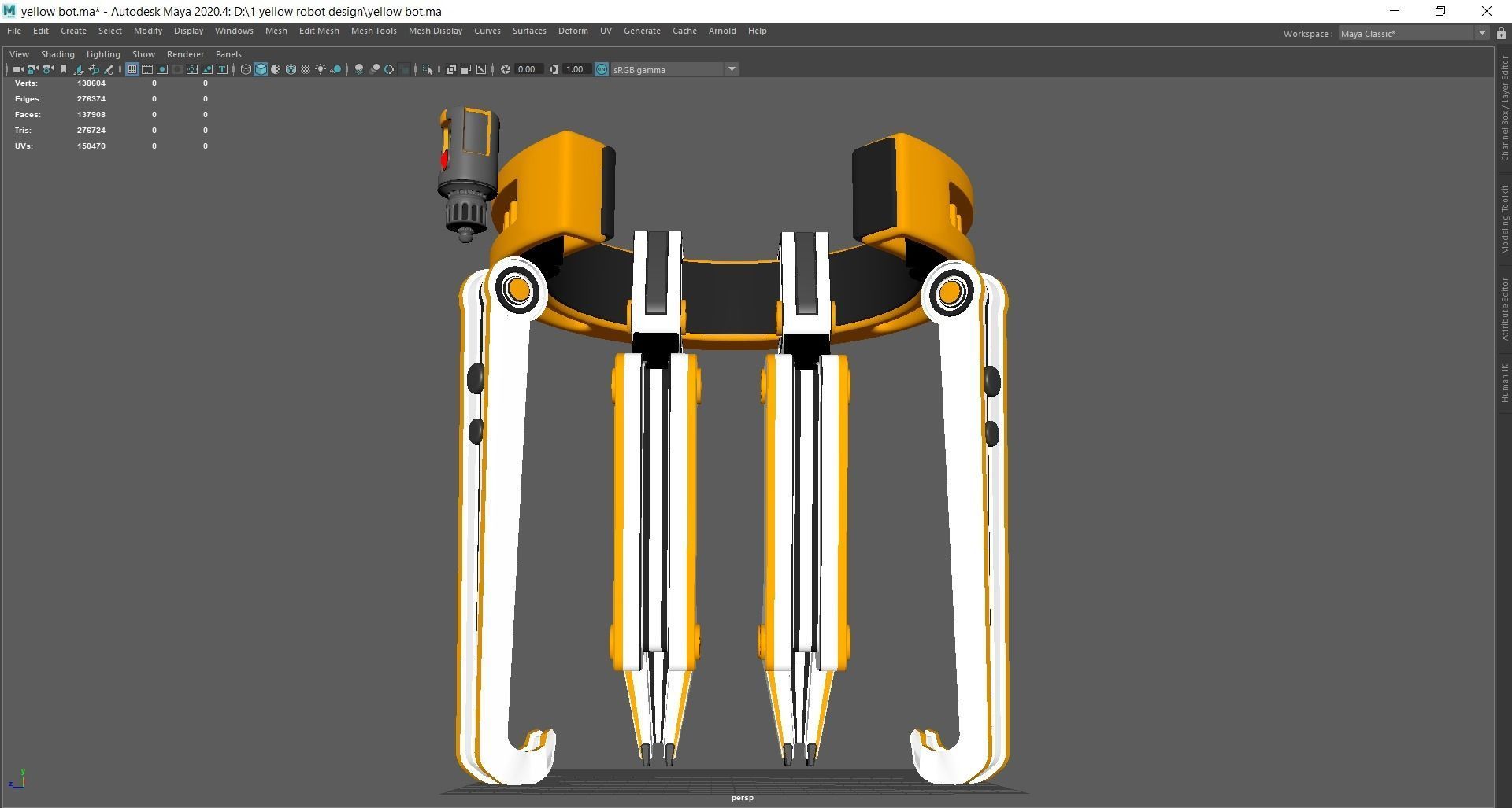 Yellow Robot Sci-fi 3D model_99