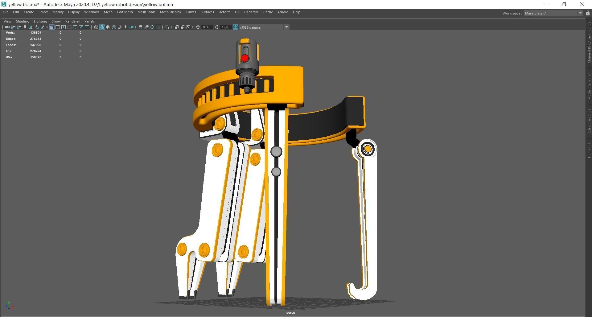 Yellow Robot Sci-fi 3D model_98