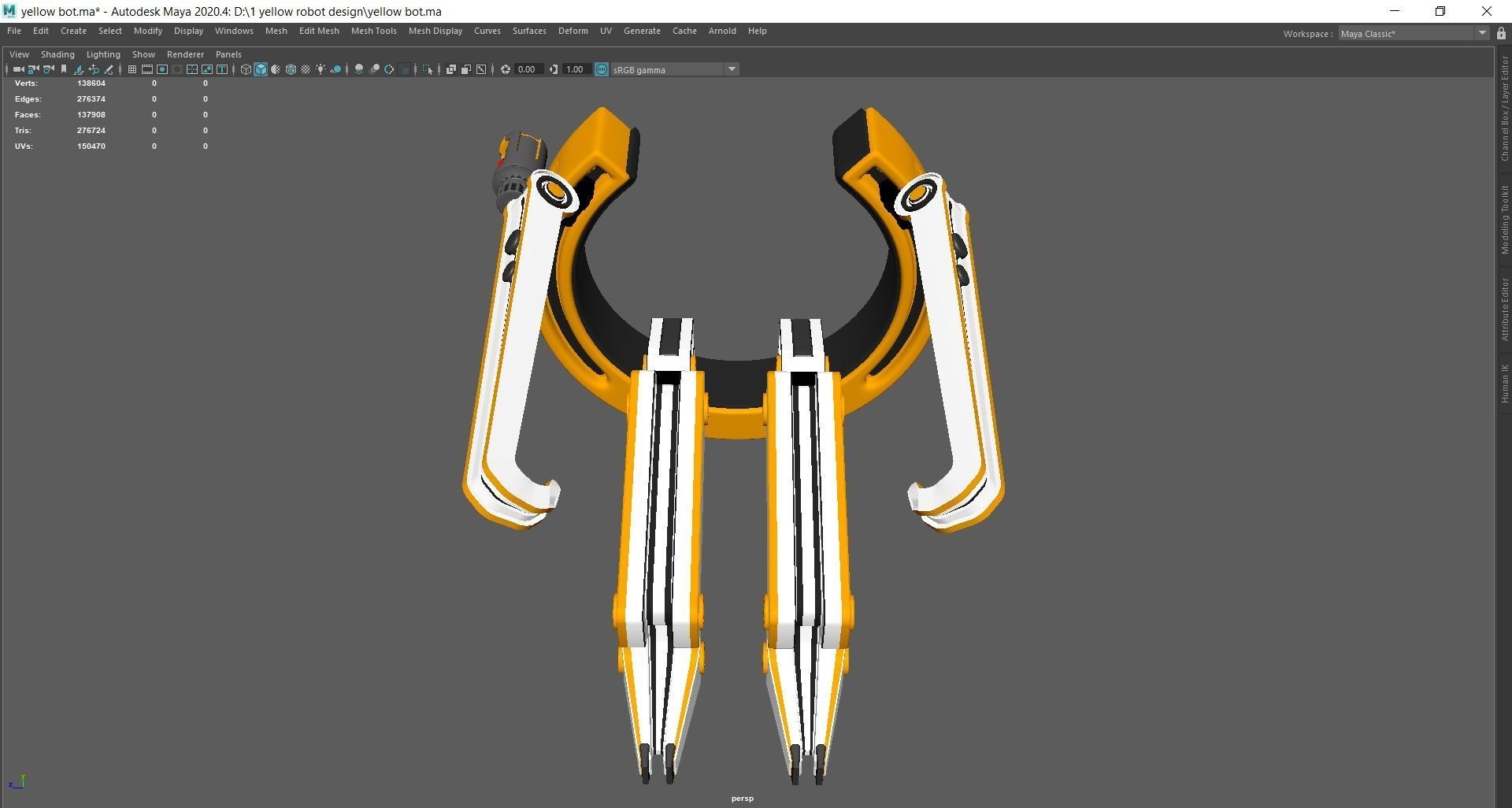 Yellow Robot Sci-fi 3D model_102