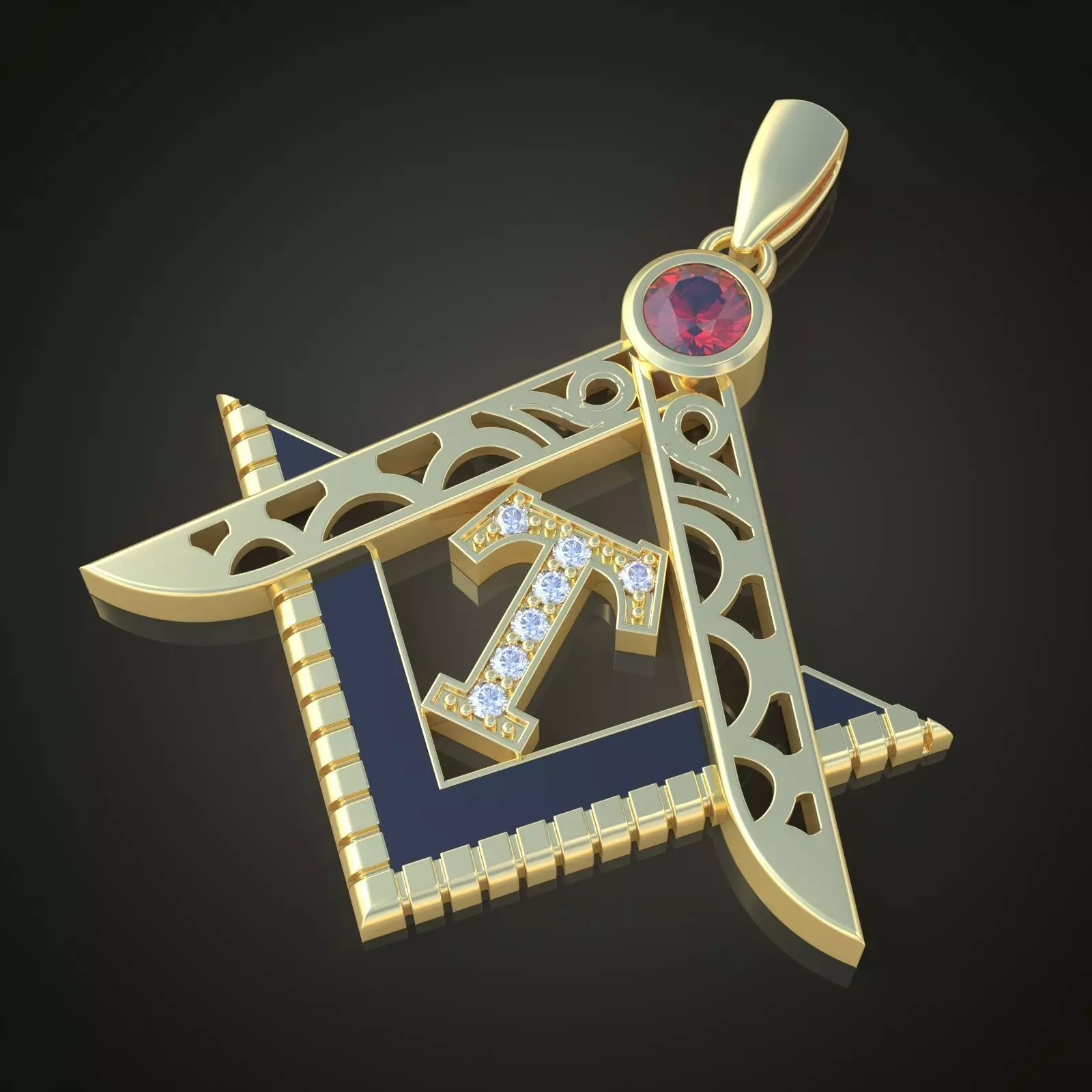 FreeMasons Pendant model 3D 0173 printable model11 3D print model