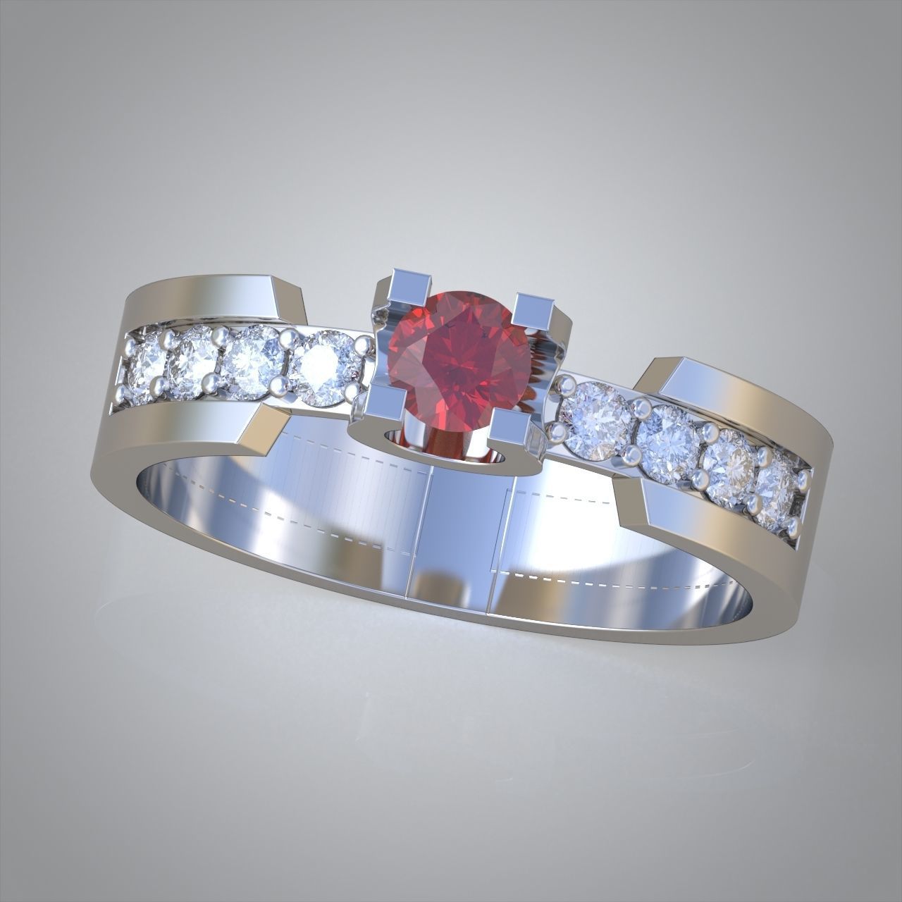 Diamond ring 0281 3D printable model 3D print model_1