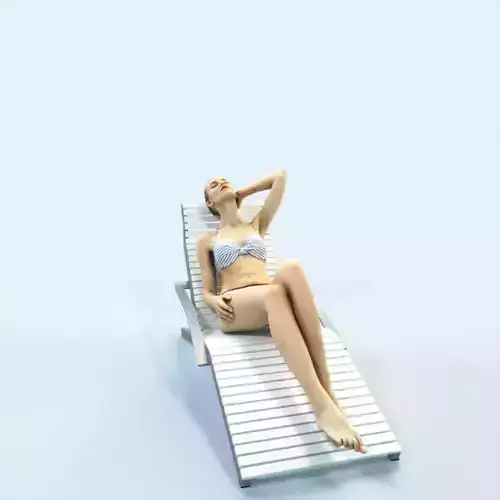 Beauty 01L Tanning Sitting Beach Woman Low-poly 3D model