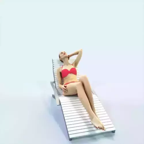 Beauty 01I Tanning Sitting Beach Woman Low-poly 3D model
