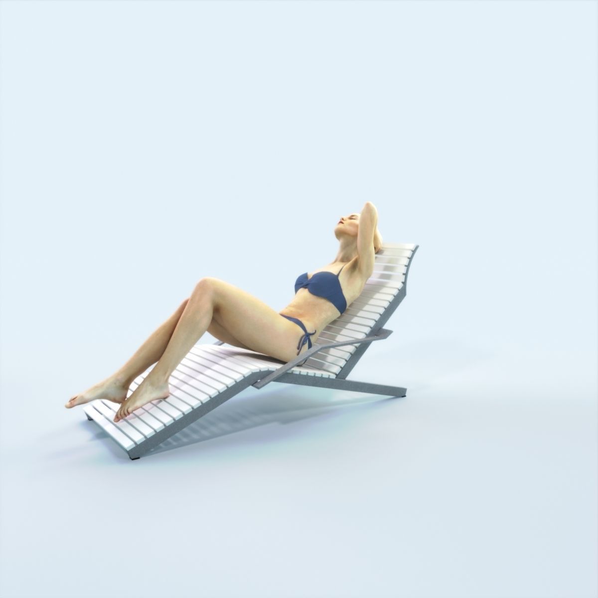Beauty 01H Beach Tanning Sitting Sports Woman Low-poly 3D model_9