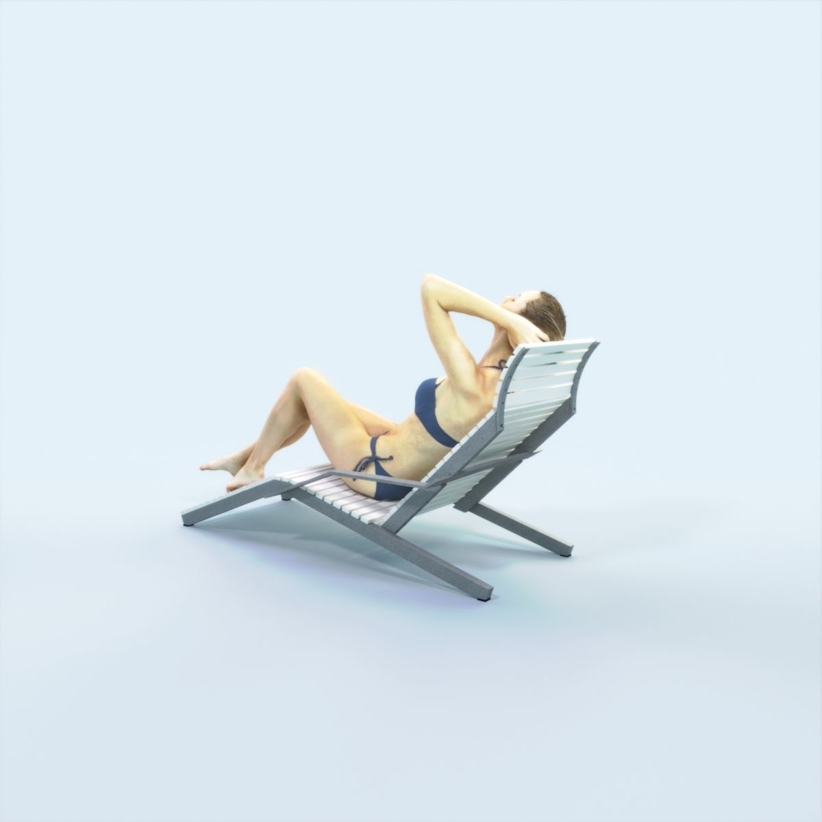 Beauty 01H Beach Tanning Sitting Sports Woman Low-poly 3D model_7
