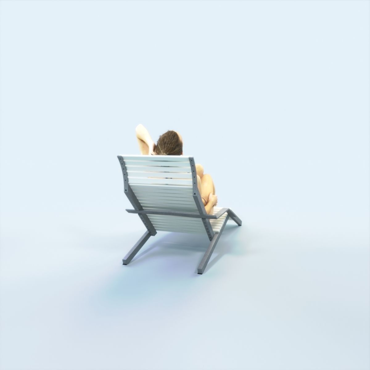 Beauty 01H Beach Tanning Sitting Sports Woman Low-poly 3D model_5